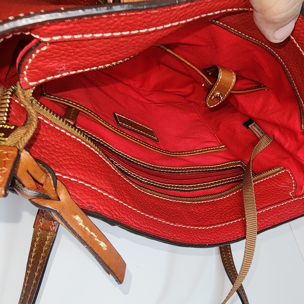 DOONEY & BOURKE Designer LEXINGTON Red Pebbled Leather  Tote Handbag Purse - Picture 12 of 16